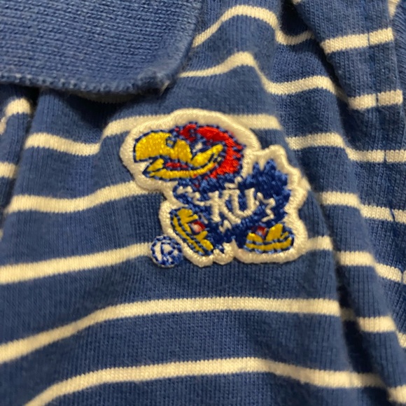 Two Feet Ahead University of Kansas Jayhawks Baby Striped Polo Onesie 12 Months - Picture 2 of 6